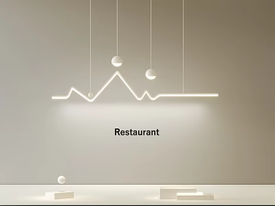 Modern Restaurant Pendant Light Design With Geometric Lines And Spherical Accents 3d model