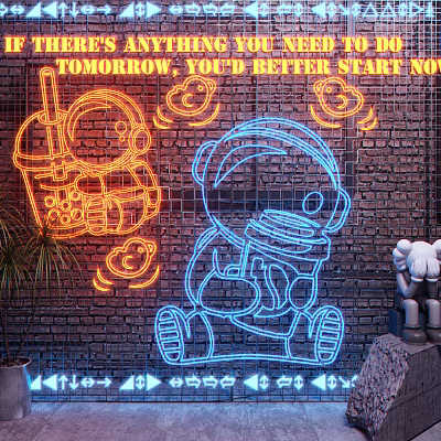 Industrial LOFT Decorative Light Astronaut Neon Light 3d model