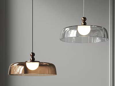 Modern Dome Shaped Pendant Lights With Brass And Transparent Glass Hanging 3d model