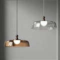Modern Dome Shaped Pendant Lights With Brass And Transparent Glass Hanging