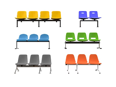 Public Chairs in Various Colors with Multiple Seats for Public Areas 3d model
