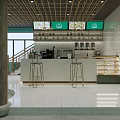 Modern Bubble Tea Shop Interior With Open Counter Seating And Menu Display Boards 3d model