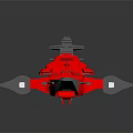 Red Futuristic Spacecraft Model With Gray Details For Space Exploration Missions