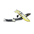 Tactical Knife With Yellow And White Blade Black Handle And Serrated Edge