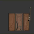 Wooden Dining Table With Chair Lamp Screen Near Damaged Wall Green Curtain And Scattered Papers
