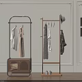 Metal And Wooden Clothes Racks With Storage Cabinet Hanging Clothes Hat Shoes In Interior