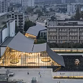 New Chinese Style Sales Office Building Large Roof Wuhan Ocean Community Center Demonstration Area Sales Office 3d model