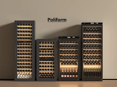 Poliform Modern Wine Cabinet Collection With Glass Doors And Wine Bottle Storage 3d model