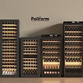 Poliform Modern Wine Cabinet Collection With Glass Doors And Wine Bottle Storage