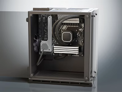 Open Computer Case Showing Internal Components Motherboard CPU Cooler And Fans 3d model