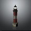 Nautical Style Lighthouse Inspired Decorative Furniture With Red White Stripes And Black Top