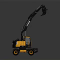 Modern Yellow Black Excavator With Mechanical Arm Bucket And Wheels
