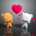 Adorable Plush Bear Toys With Big Red Heart And Small Floating Hearts