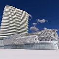 Modern Office Building With Unique Spiral Design And Grid Pattern Base Exterior 3d model