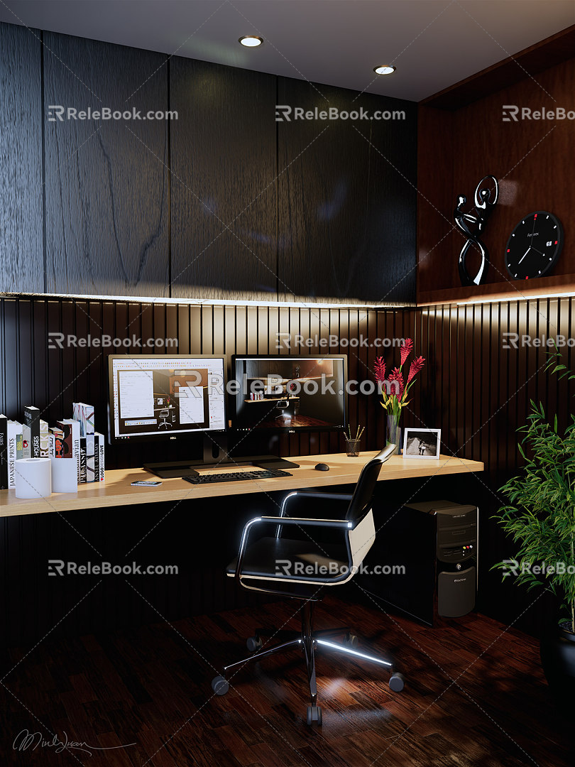 Modern office desk and chair desk and chair combination 3d model