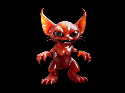 Game Role Game Monster Red Devil Cat Fudge Material Red Horror Weird Evil Cat 3d model