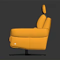 Modern Yellow Leather Chair With Comfortable Armrests And Adjustable Backrest On Black Metal Base