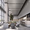 Modern Lobby Interior With Reception Desk Large Windows Plants And Natural Light