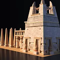 Ancient Egyptian Temple Architecture With Tall Stone Columns Sand Ground And Ladders
