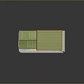 Cartoon Style Japanese Two Story Building With Green Roof Shop Windows And Balcony