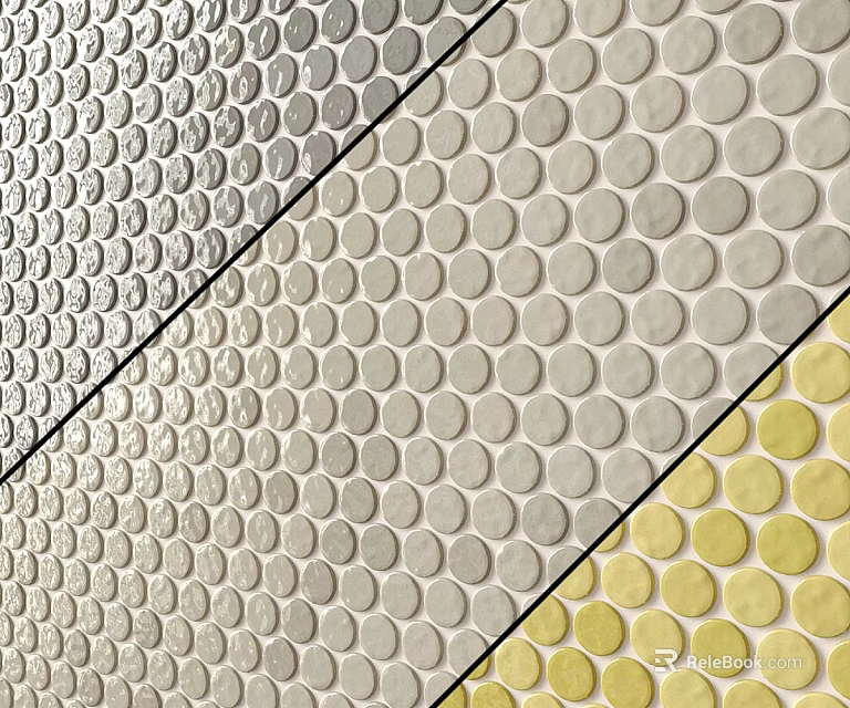 Circular Tile Components in Gray Beige Yellow Tones for Wall Decoration 3d model 