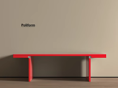 Modern Red Poliform Office Desk Against Beige Wall On Wooden Floor 3d model