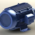Blue Industrial Electric Motors Complete Unit And Internal Structure With Rotor