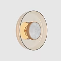 Elegant Modern Round Wall Light With Amber Textured Glass And Metal Base
