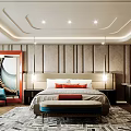 Elegant Hotel Room Interior With Red Wine Rack Bar Counter Marble Wall And Bar Stools