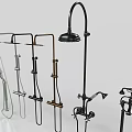 Various Modern Shower Fixtures With Different Design Styles And Features On 3d model