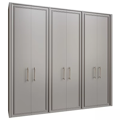Contemporary Wardrobe Design With Multiple Cabinet Doors And Sleek Metal Handles 3d model
