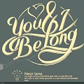 Neon Lighting Combination Featuring Artistic Word Design Heart Shape and Warm Yellow Glow
