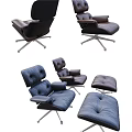 Leather Office Chair With High Back Armrests And Metal Base Casters 3d model