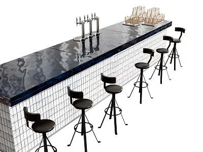 Bar Chair Bar Stool High Stool Bar Table Wine Utensils 3d model