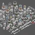 Assorted Industrial Equipment Collection With Containers Cans Pipes And Small Parts