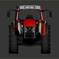 Modern Red And White Agricultural Tractor With Large Wheels And Cabin Design