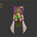 Magical Female Character With Vine Hair Flower Headdress Green Plant Costume And Flowy Sleeves