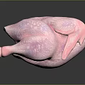 Whole Raw Chicken with Pink Color and Textured Surface on Black Background