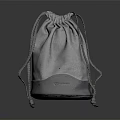 Stylish Gray Fabric Drawstring Bag With Adjustable Strings And Brand Logo 3d model