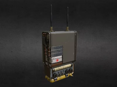 Industrial Electronic Case With Dual Antennas Control Panel Buttons And Yellow Base 3d model
