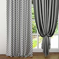 Gray Linen Curtains With Pleated Top And Sheer Layer For Home Window Decoration