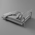 Modern Double Bed Design With Dark Green Headboard White Grey Yellow Pillows And Beige Blanket