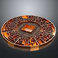 Intricate Circular Architectural Component Featuring Maze Structure Square Center And Geometric Patterns