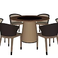 Modern round dining table and chair combination 3d model