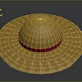 Elegant Yellow Woven Straw Hat With Red Ribbon And Wide Brim Design