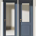 Multiple Blue Hinged Door Styles With Glass Panel And Solid Designs 3d model