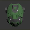 Futuristic Mechanical Helmet Design With Green And Silver Metallic Components