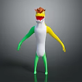 Shark Head Game Movie Character With Cowboy Hat Green Yellow Arms Legs White Body