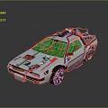 Silver Modified Car With Green Windows Roof Gear Alloy Wheels And Graphics