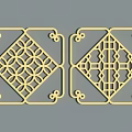 Two Symmetric Intricate Traditional Chinese Carved Decorative Lattice Panels